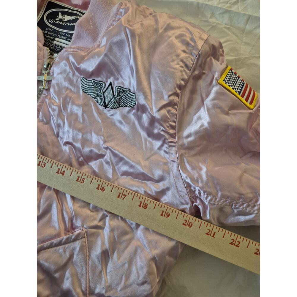 ๐ฅ Up and Away USAF MA-1 Flight Jacket (Youth Size: Large / 12) Girl's Pink Z2 - Picture 5 of 8